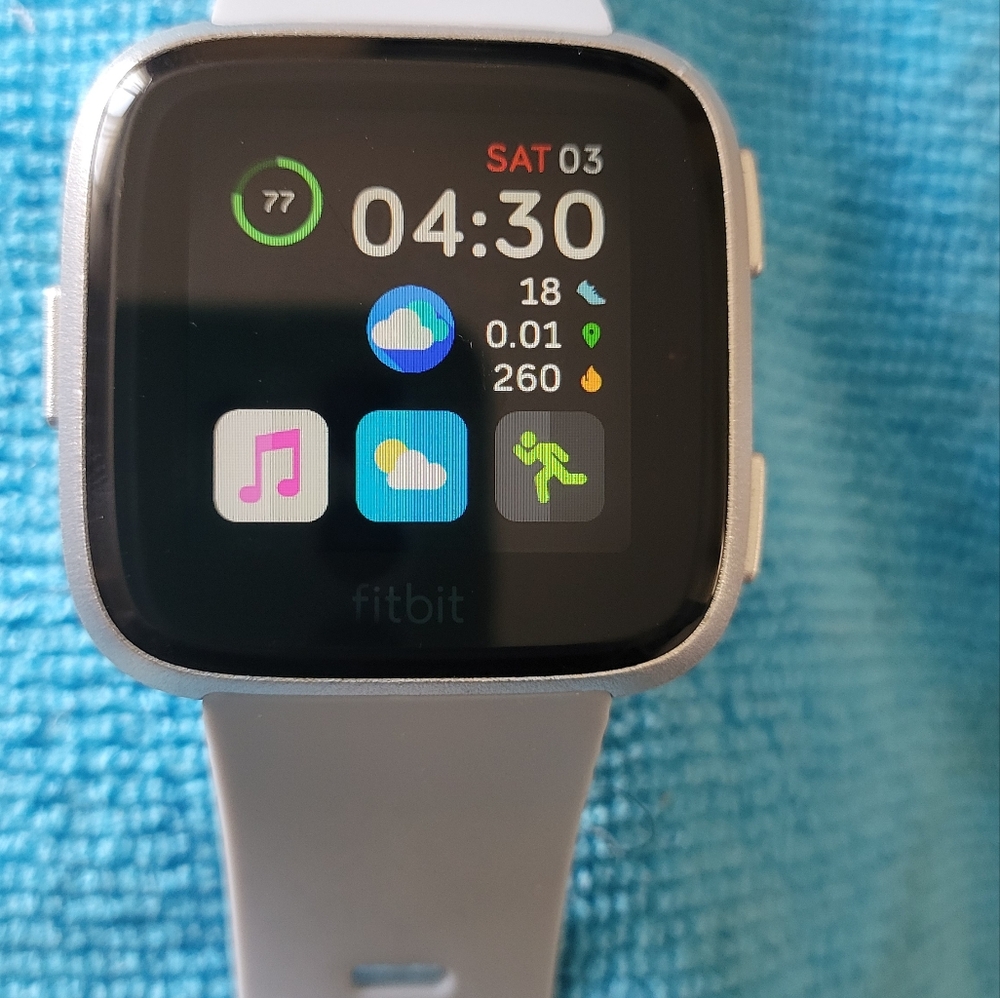 fitbit Versa  Smartwatch - Silver Case with Light Gray Band